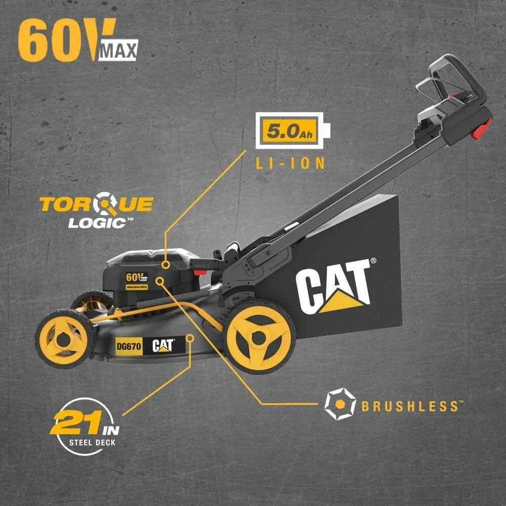 Alternative view of Cat 60V 21In Brushless Lawn Mower Kits.