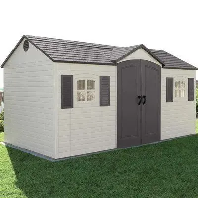 Alternative view of Lifetime Storage Shed: lifetime Garden Building Shed – 15′ X 8′ – Gray
