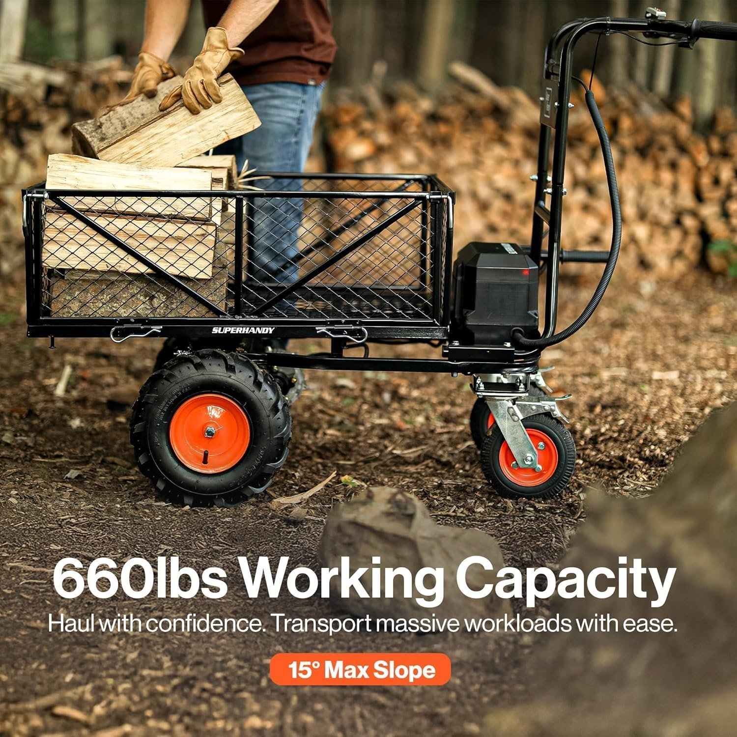 Alternative view of SuperHandy 48V Electric Power Wagon Utility Cart, 660 lb Load, 1000 lb Hauling Capacity