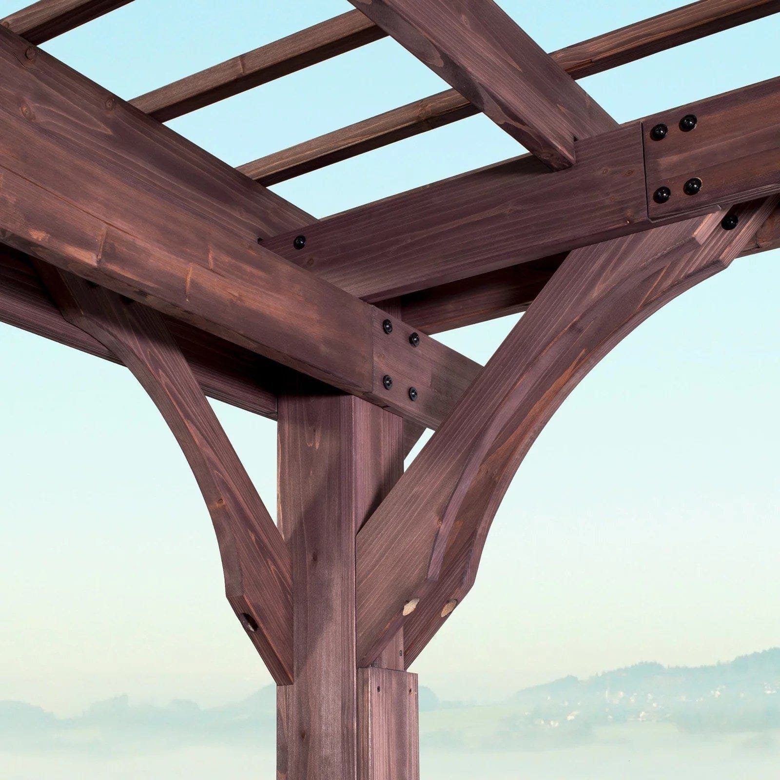 Alternative view of 14×10 Somerville Pergola – Walnut Stain