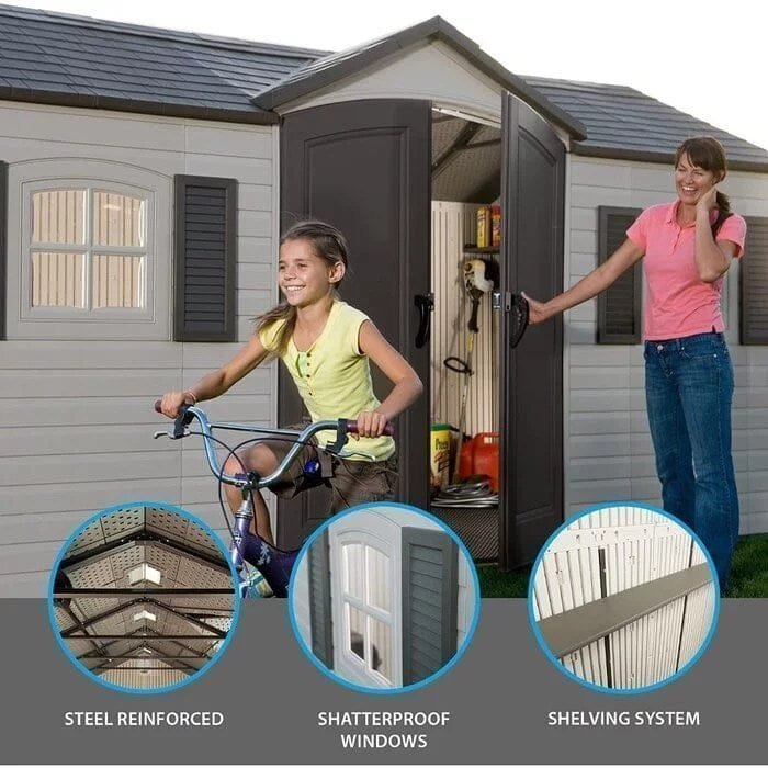 Alternative view of Side entry 15 ft. W x 8 ft. D plastic storage shed with assembly
