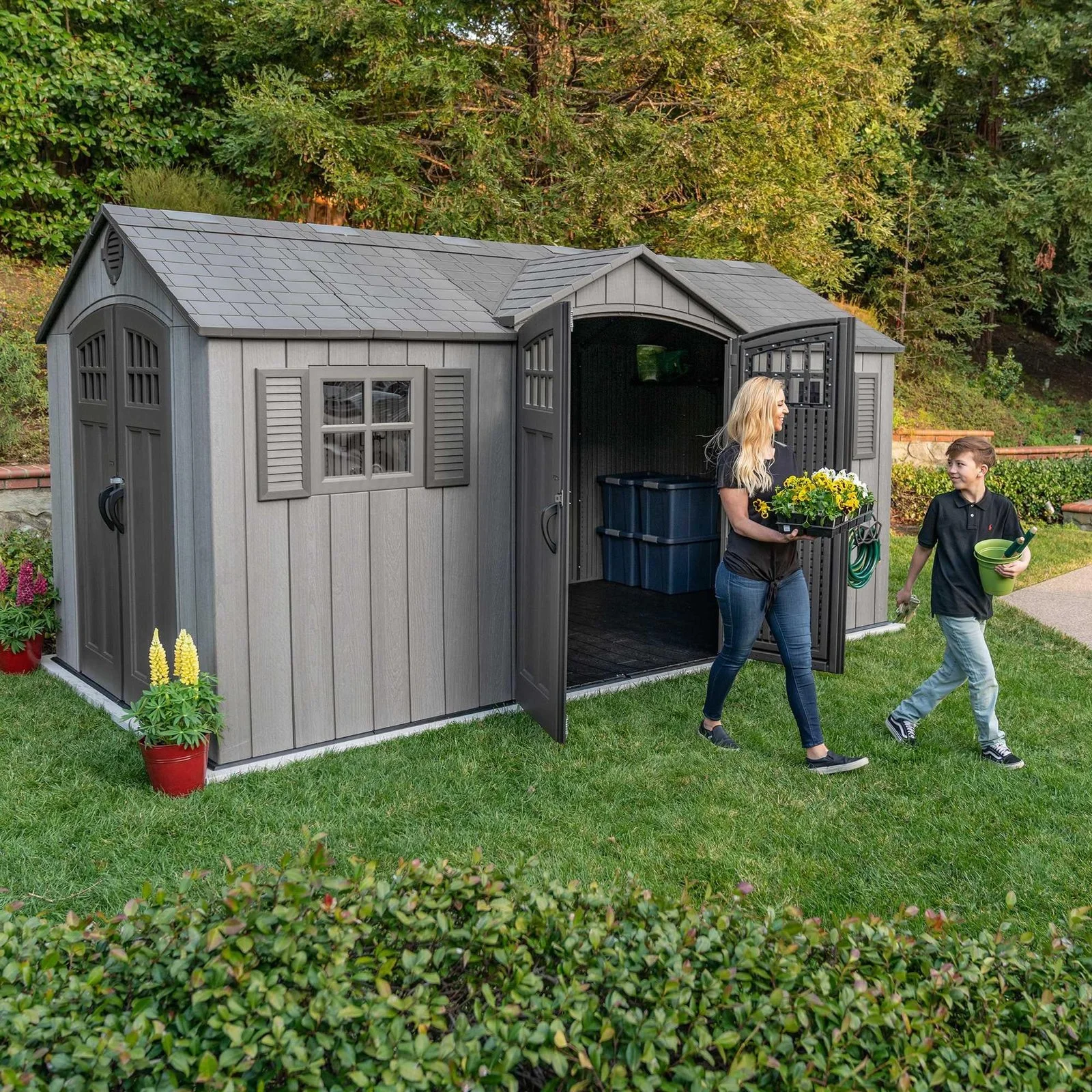 Alternative view of Lifetime 15 Ft X 8 Ft Outdoor Storage Sheds – 60318